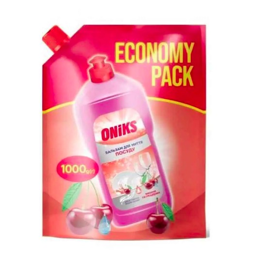 Oniks бальзам д/миття посуду 1000гр вишня та гліцерин дой-пак